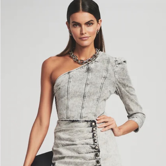 Retrofete Light Acid Wash One Sleeve Moira Top NWT Size XS - Picture 11 of 11